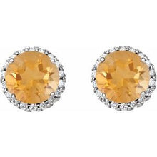 Platinum 3 mm Natural Citrine & 1/10 CTW Natural Diamond Earrings 86509:733:P