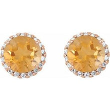14K Rose 3.5 mm Natural Citrine & 1/10 CTW Natural Diamond Earrings 86509:822:P