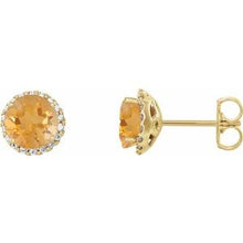 14K Yellow 4 mm Natural Citrine & 1/10 CTW Natural Diamond Earrings 86509:901:P