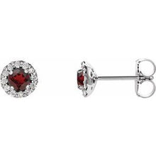 Platinum 4 mm Natural Mozambique Garnet & 1/10 CTW Natural Diamond Earrings 86509:833:P