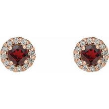 14K Rose 5 mm Natural Mozambique Garnet & 1/8 CTW Natural Diamond Earrings 86509:982:P