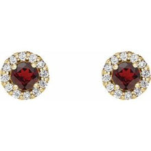 14K Yellow 3.5 mm Natural Mozambique Garnet & 1/10 CTW Natural Diamond Earrings 86509:751:P