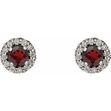 14K White 6 mm Natural Mozambique Garnet & 1/8 CTW Natural Diamond Earrings 86509:200:P