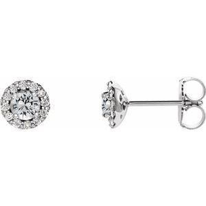 Sterling Silver 3.5 mm Natural White Sapphire & 1/10 CTW Natural Diamond Earrings 86509:769:P