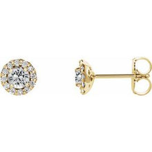14K Yellow 4 mm Natural White Sapphire & 1/10 CTW Natural Diamond Earrings 86509:846:P