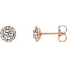 14K Rose 4 mm Natural White Sapphire & 1/10 CTW Natural Diamond Earrings 86509:847:P