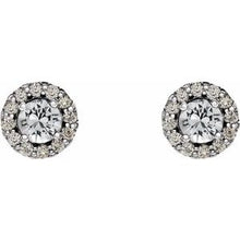 14K White 6 mm Natural White Sapphire & 1/8 CTW Natural Diamond Earrings 86509:215:P