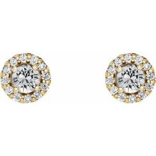 14K Yellow 6 mm Natural White Sapphire & 1/8 CTW Natural Diamond Earrings 86509:216:P
