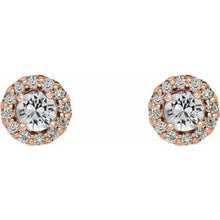 14K Rose 3.5 mm Natural White Sapphire & 1/10 CTW Natural Diamond Earrings 86509:767:P