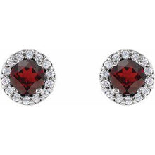 14K White 4 mm Natural Mozambique Garnet & 1/10 CTW Natural Diamond Earrings 86509:830:P