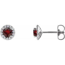 14K White 4 mm Natural Mozambique Garnet & 1/10 CTW Natural Diamond Earrings 86509:830:P