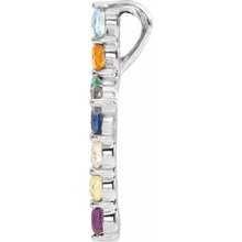 14K White Natural Multi-Gemstone & .03 CT Natural Diamond Cross 16-18