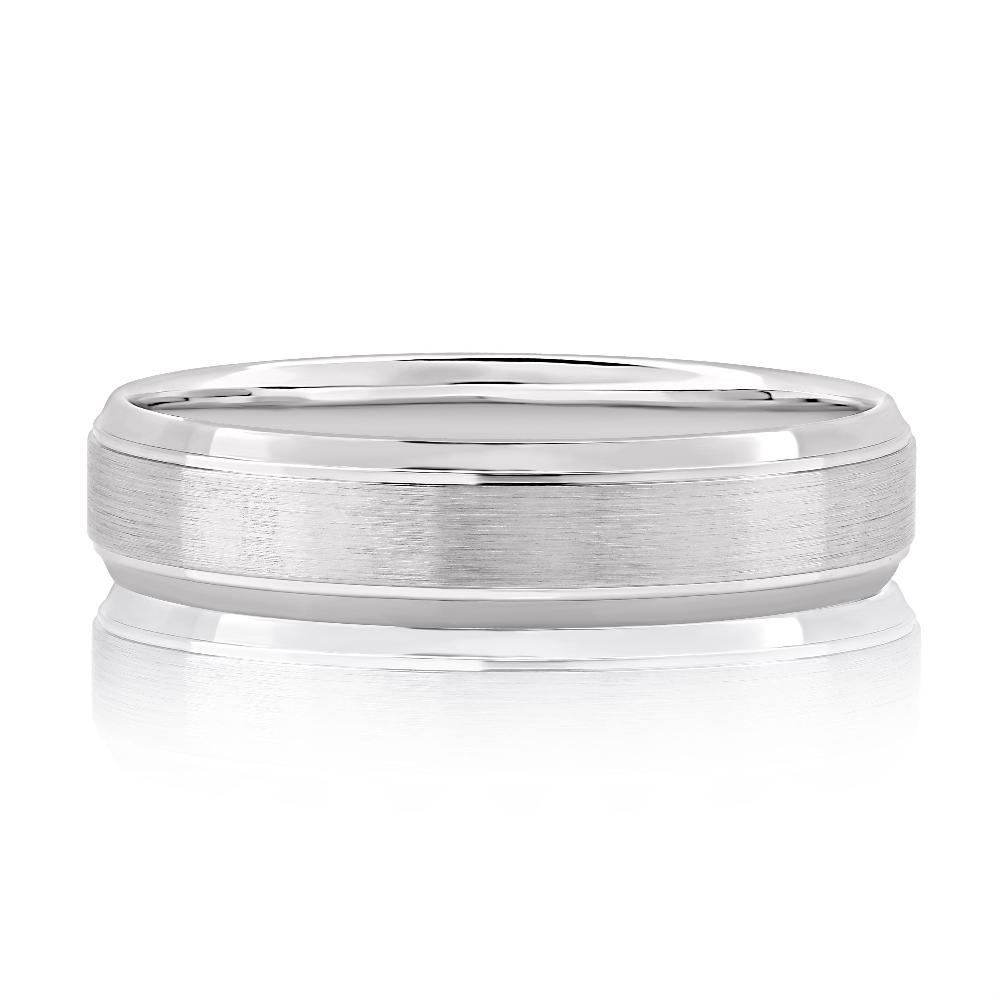 A.Jaffe Wedding Bands Domed Brushed Matte Platinum Men’s Wedding Band With Polished Edges GR1028-6/PL