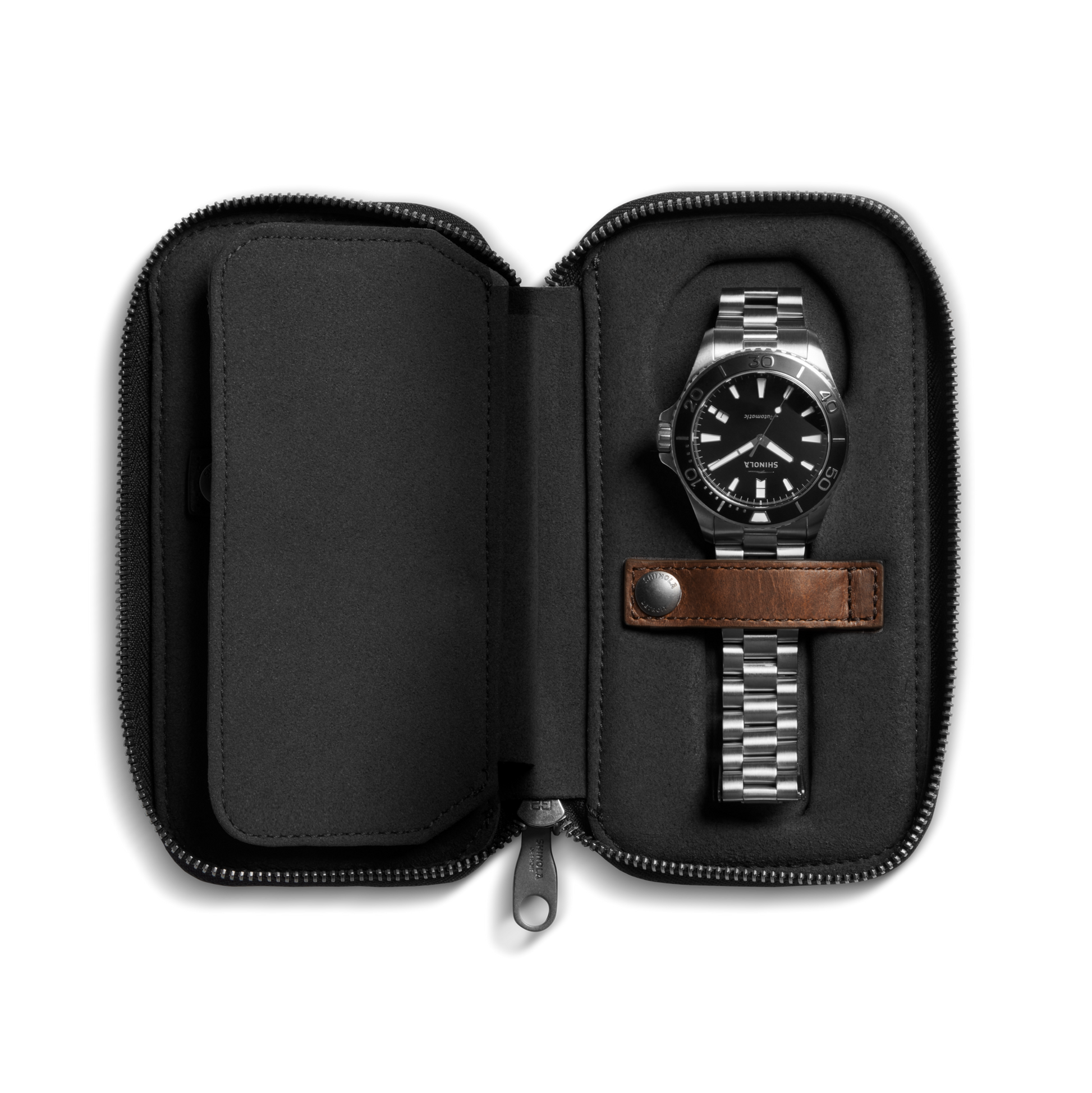 Shinola Leather Travel Watch Case S0320286878-1-MedBrn-OS-USA