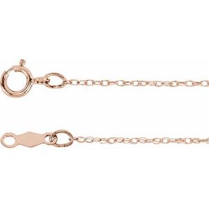 14K Rose .75 mm Rope 16" Chain