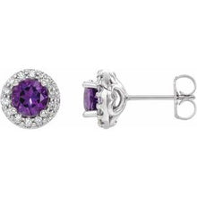 14K White 4 mm Natural Amethyst & 1/8 CTW Natural Diamond Earrings 86839:610:P