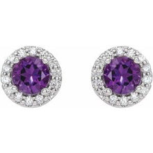 14K White 4 mm Natural Amethyst & 1/8 CTW Natural Diamond Earrings 86839:610:P