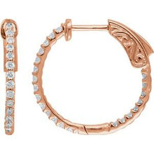14K Rose 1/2 CTW Natural Diamond Inside-Outside 19 mm Hinged Hoop Earrings 650183:117:P