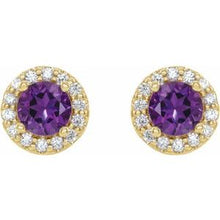 14K Yellow 4 mm Natural Amethyst & 1/8 CTW Natural Diamond Earrings 86839:626:P