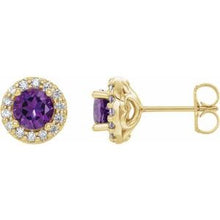 14K Yellow 4 mm Natural Amethyst & 1/8 CTW Natural Diamond Earrings 86839:626:P