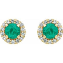 14K Yellow Lab-Grown Emerald & 1/3 CTW Natural Diamond Earrings 86839:6354:P