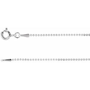 14K White 1 mm Hollow Bead 16" Chain CH435:10000:P