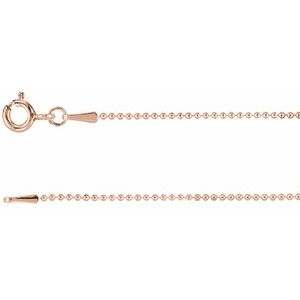 14K Rose 1 mm Hollow Bead 16" Chain CH435:10006:P