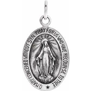 Sterling Silver 15x11 mm Oval Miraculous Medal  R5020:70001:P