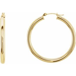 14K Yellow Tube 35 mm Hoop Earrings 20826:163876:P