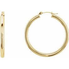14K Yellow Tube 35 mm Hoop Earrings 20826:163876:P