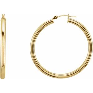 14K Yellow Tube 40 mm Hoop Earrings 20826:163877:P