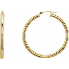 14K Yellow Tube 40 mm Hoop Earrings 20826:163877:P