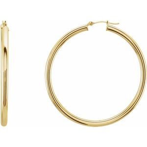 14K Yellow Tube 48 mm Hoop Earrings 20826:163878:P