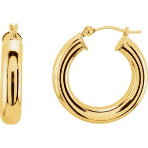 14K Yellow Tube 20 mm Hoop Earrings