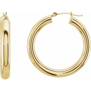 14K Yellow Tube 30 mm Hoop Earrings 20827:162645:P