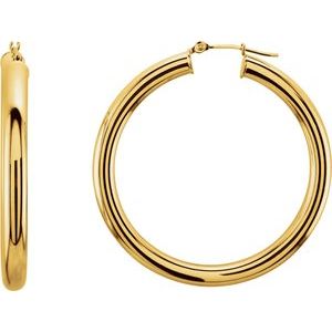 14K Yellow Tube 40 mm Hoop Earrings