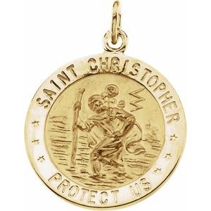 14K Yellow 18 mm St. Christopher Medal R5024:62441:P