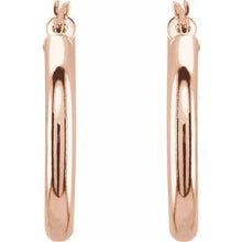 14K Rose Tube 25 mm Hoop Earrings 20826:6003:P
