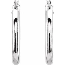 14K White Tube 25 mm Hoop Earrings 20826:163868:P