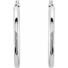 14K White Tube 35 mm Hoop Earrings 20826:163870:P