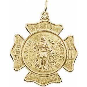 14K Yellow 25 mm St. Florian Medal Pendant