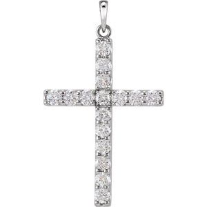 Platinum 1/4 CTW Natural Diamond Cross Pendant