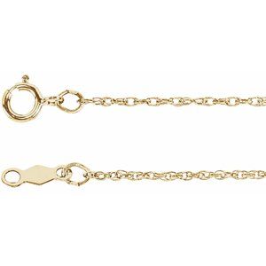 14K Yellow 1 mm Rope 16" Chain