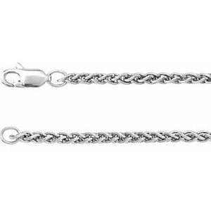Rhodium-Plated Sterling Silver 2.4 mm Wheat 18" Chain CH972:RP103:P