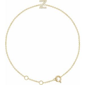 14K Yellow .06 CTW Natural Diamond Initial Z 6-7" Bracelet 652689:60052:P