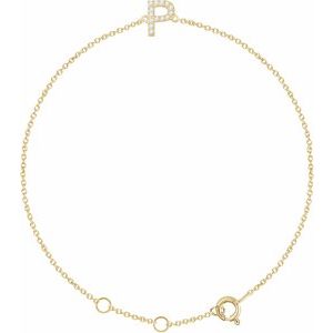 14K Yellow .05 CTW Natural Diamond Initial P 6-7" Bracelet 652689:60042:P
