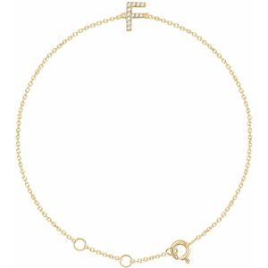 14K Yellow .05 CTW Natural Diamond Initial F 6-7" Bracelet 652689:60032:P