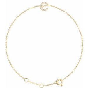 14K Yellow .04 CTW Natural Diamond Initial C 6-7" Bracelet 652689:60029:P