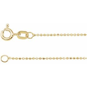 14K Yellow 1 mm Diamond-Cut Bead 18" Chain CH227:140486:P