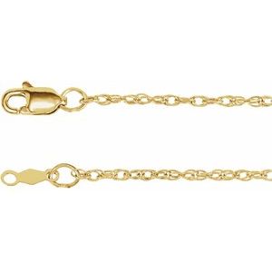 14K Yellow 1.5 mm Rope 18" Chain